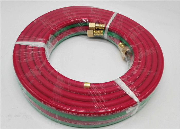 الصف R أحمر وأخضر 1/4 بوصة × 25 قدم خرطوم مطاطي مزدوج للأكسجين - الأسيتيلين
