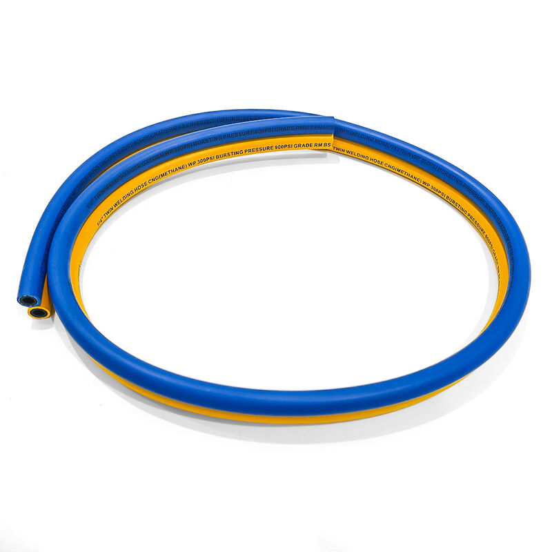 خرطوم لحام مزدوج شديد التحمل مع تقوية جدائل الألياف وشهادة EN ISO 3821 لتطبيقات الأكسجين والأسيتيلين