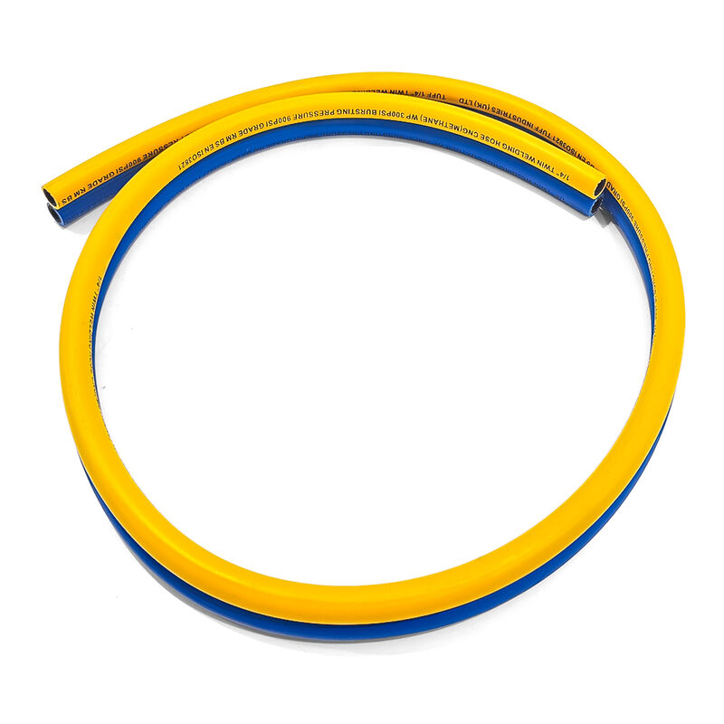 خرطوم لحام مزدوج شديد التحمل مع تقوية جدائل الألياف وشهادة EN ISO 3821 لتطبيقات الأكسجين والأسيتيلين