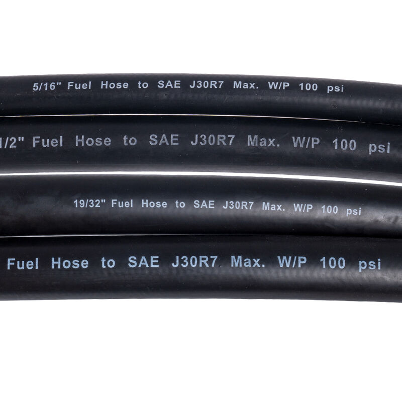 خرطوم مطاطي أسود مقاوم للوقود والديزل NBR مقاس 5/16 بوصة SAEJ30R7 بضغط 100 PSI للسيارات وألياف الضفائر، نظام توصيل البنزين